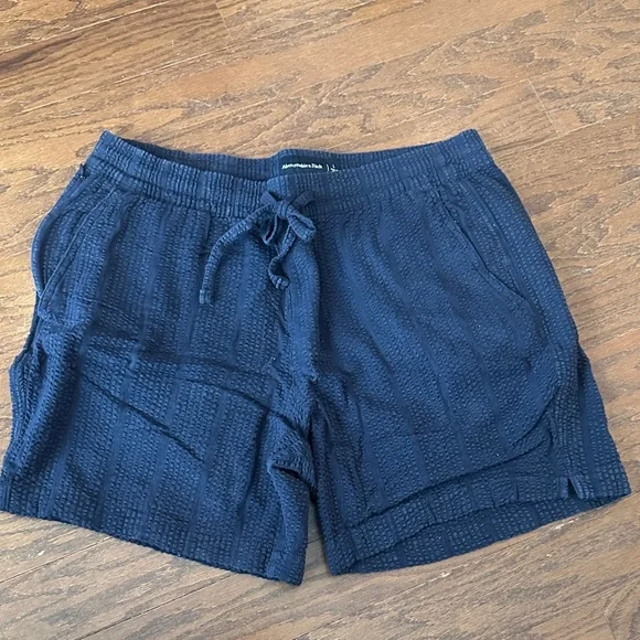 Abercrombie & Fitch Dark Blue Textured Shorts - Picture 1 of 5